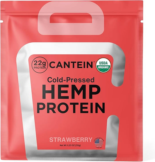 Organic Hemp Protein, Vegan Protein Powder, Clean Plant Based Protein Powder, Non Dairy Protein, Lactose Free Natural Protein, Gluten Free- 1 Servings, Strawberry