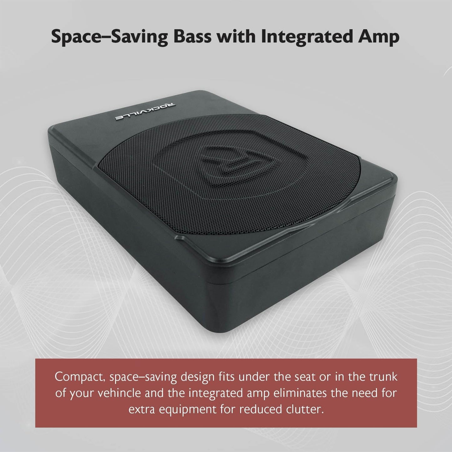 Rockville SS10P 800W Slim Under-Seat Active Car/Truck Subwoofer, Built-in Amp, Wired Remote Bass Knob, Cast Aluminum, for Car Audio Upgrades