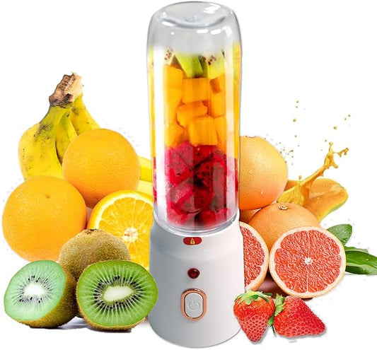 Mini Juicer Blender Portable, Personal Size for Smoothies and Shakes, 500 ML, USB Rechargeable, Fresh Juicer Cup, Two Bottle, Home, Kitchen, Gym, Office, Travel, Easy to Clean