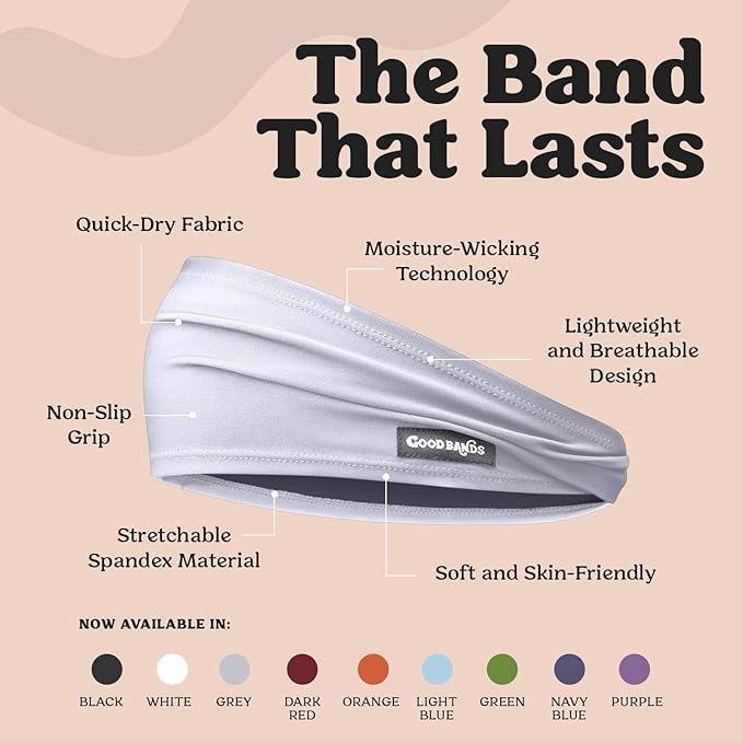 Sweatband for Men and Women - Unisex Headband That Wicks Moisture and Eliminates Excess Sweat - Durable & Long-Lasting - Running, Sports, Football, Triathlons, Construction, Yoga, Gym