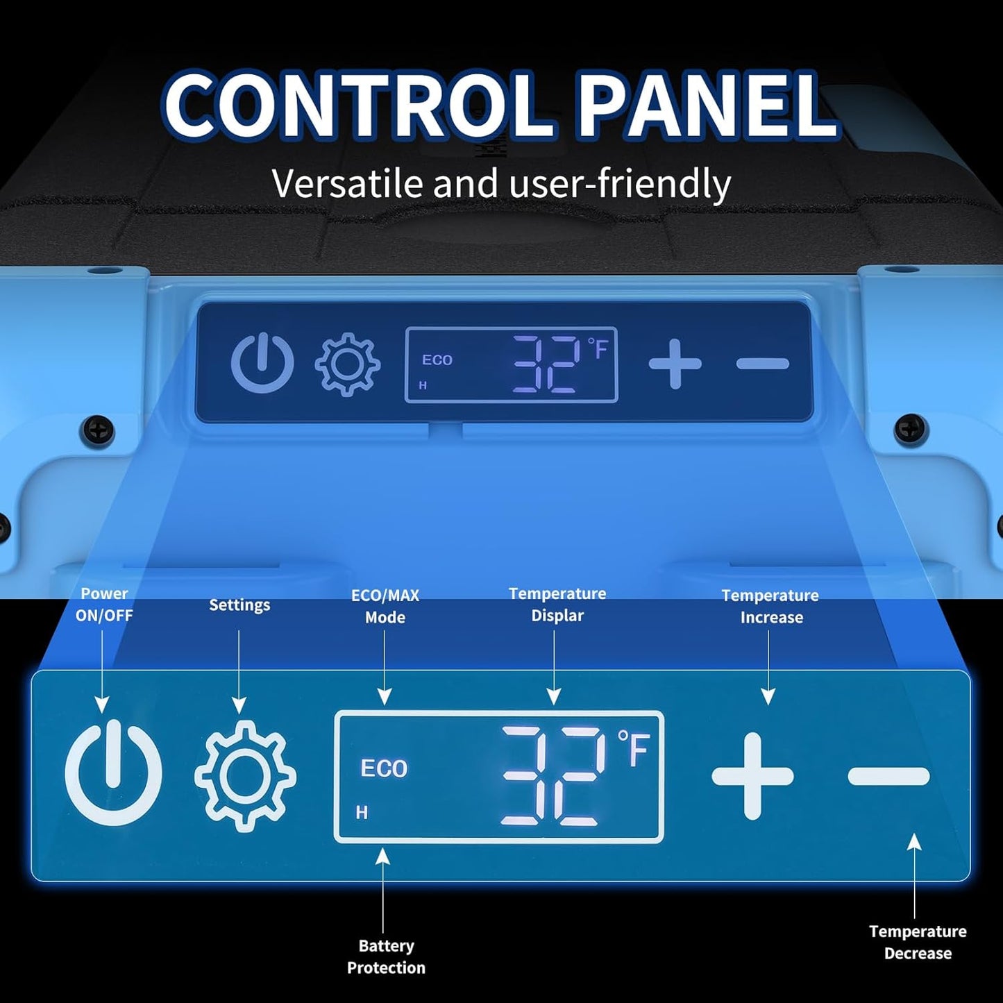20L Car Refrigerator Freezer, 21QT Single Zone Portable Fridge with Blow Expansion Evaporator, Reversible Door, LED Control, Fast Cooling, 100–240V AC / 12V / 24V DC, -4℉~68℉, Ice Blue