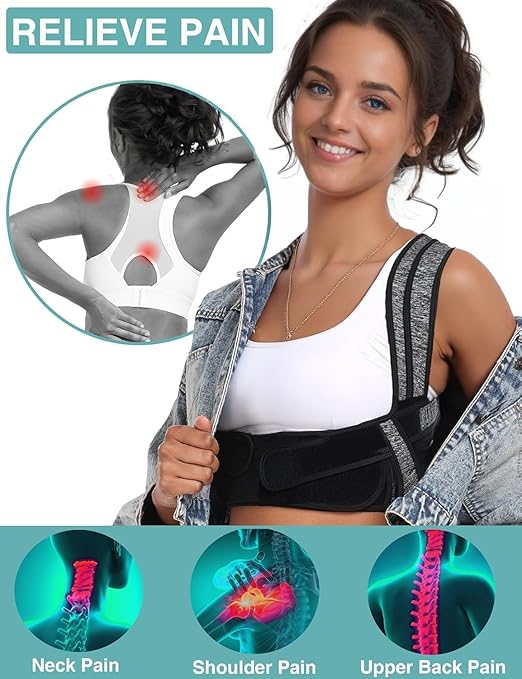 Posture Corrector for Women Men,BI-Straps Back Straightener - Bamboo Fiber Back Brace Posture Corrector - Instant Upper Back Pain Relief