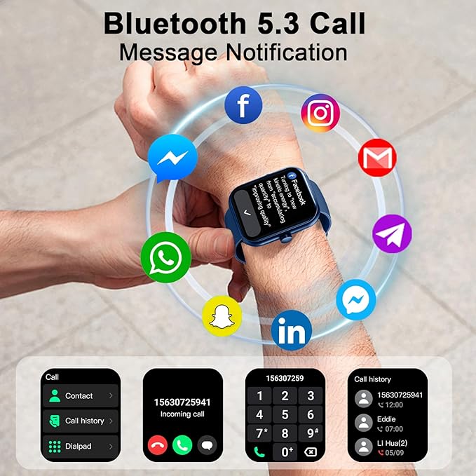 Smart Watch(Answer/Make Call), 1.96" HD Smartwatch for Men Women, 2025 Fitness Watch with 110+ Sport Modes/Heart Rate/Sleep Monitor/Pedometer, IP68 Waterproof Fitness Activity Tracker for Android iOS