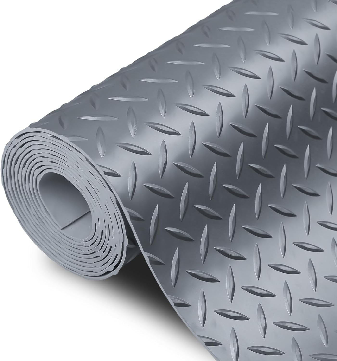 SEAL 6 x 10 Ft Premium Garage Floor Mat, Solid 2.8mm Thick Gray Commercial Grade Heavy Duty Parking Mat for Garage Floor, Golf Cart Parking, Water/Stain Resistant Floor Runner (Embossed Diamond Plate)