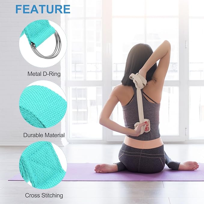 PATIKIL Yoga Strap for Stretching Cotton Yoga Belt with Adjustable Metal D-Ring Buckle Stretch Band for Fitness Pilates