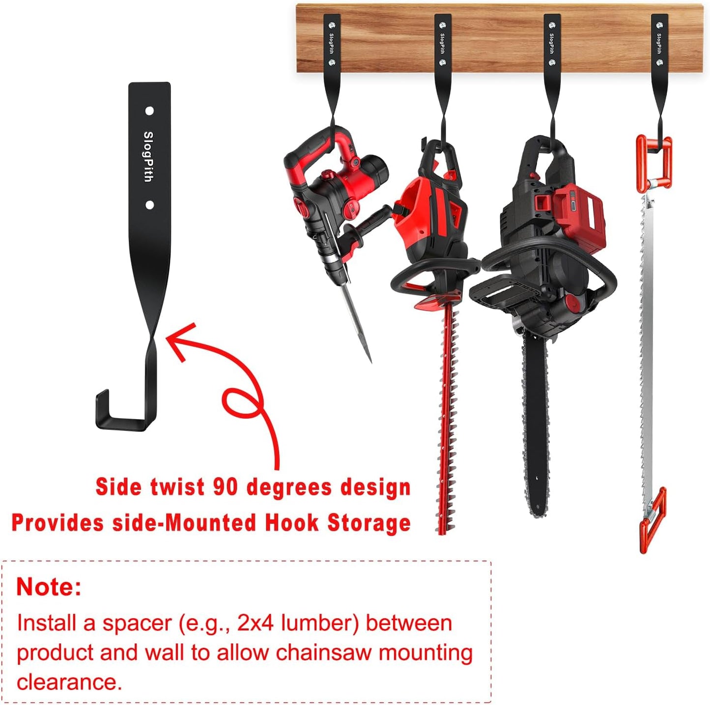 Chainsaw Hanger,Chainsaw Holder for Garage Wall Mount, Garage Storage Hooks for Chainsaw, Backpack Blower, Weed Eater & Tools,Rustproof Chainsaw Hook Organizes Tools, Saves Space(4 Pcs)