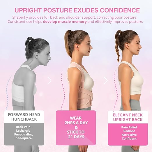 Posture Corrector for Women for Support: Back Brace for Full Back Support - Adjustable Shoulder Straightener for Women and Men (Large)