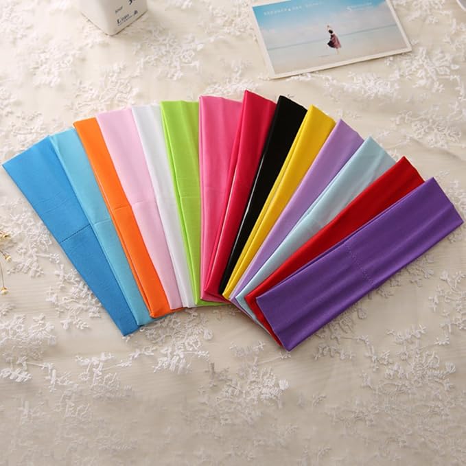 14pcs Mixed Colors Yoga Sports Headbands for Women - Soft Elastic Stretch Girls Athletic Headbands