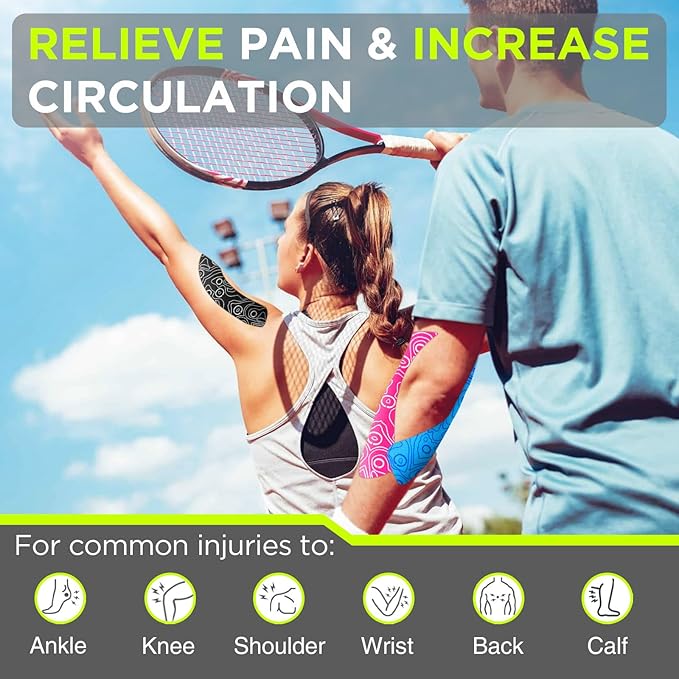 OK TAPE PRO Kinesiology Tape Uncut Roll, Elastic Physical Therapy Athletic Tape for Pain Relief, Muscle Support, Kinetic Tape, Water Resistant, 2in X 16.4ft -Beige 4 Pack