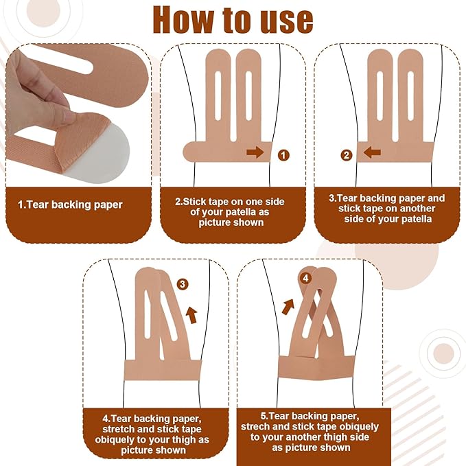 10Pcs Kinesiology Tape for Knees,Athletic Tape,Waterproof & Breathable Kinesio Tape,Elastic Sports Tape for Knee Pain Relief,Kinesiology Tape Precut,Knee Tape,Muscle Tape for Knee Support (Skin Color)