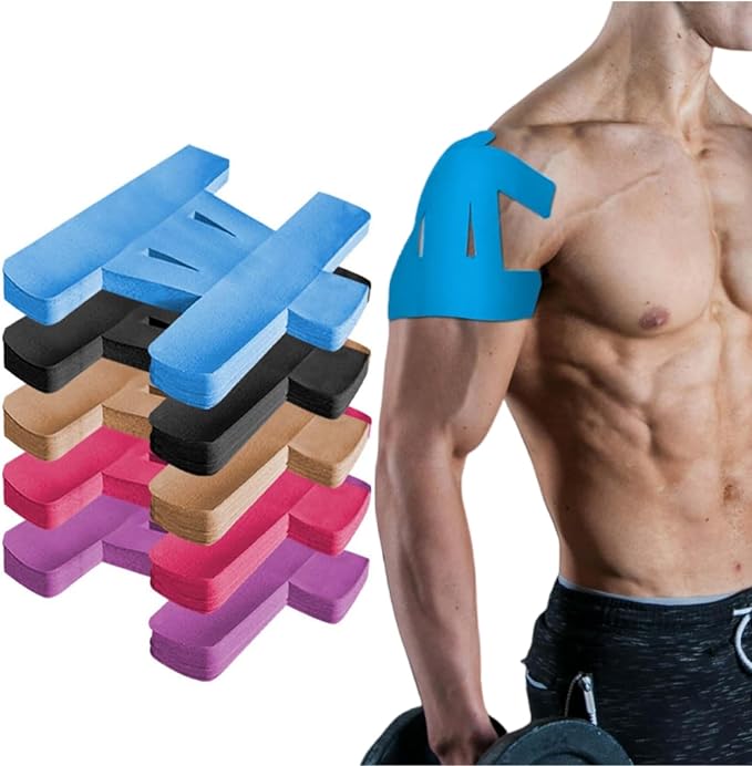 IEADEN Precut Kinesiology Tape for Shoulder, 10 Pcs - Shoulder Support & Stability, Shoulder Pain Relief Athletic Tape - Waterproof & Elastic, Breathable Hypoallergenic Latex-Free Tape, Blue