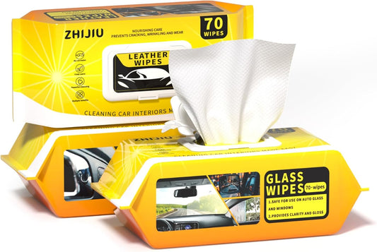 Car Wipes Extra Large 8" x 8" Car Interior Cleaning Wipes Leather Wipes For Car Car Glass Wipes Cleaning Wipes Interior Cleaning For Cars Trucks Jeeps And More 70 Count Each (3 Packs)