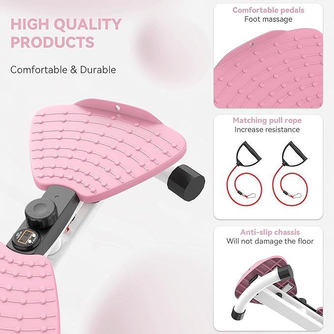 renZEC Waist Twister Machine, Adjustable Exercise Twist Board for Women Men, Noiseless Ab Twister for Home Gym Equipment, 330 lbs Capacity | Track Time, Reps, Calories with Digital Display