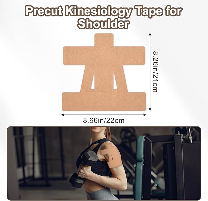 15 Pcs Precut Kinesiology Tape for Shoulder, Latex-Free Shoulder Tape for Pain Relief, Muscle Strips Kinesiology Tapes Precut, Sports Tapes Athletic Patch Support Muscle Elastic Breathable(Skin Color)