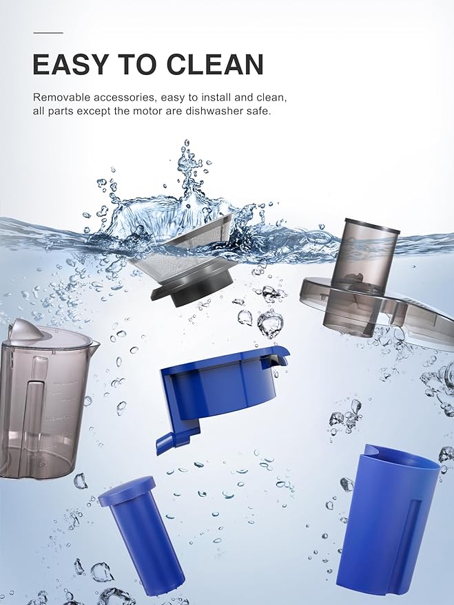 QCen Juicer Machine, 800W Centrifugal Juicer Extractor with Wide Mouth 3” Feed Chute for Fruit Vegetable, Easy to Clean, Stainless Steel, BPA-free (Blue)