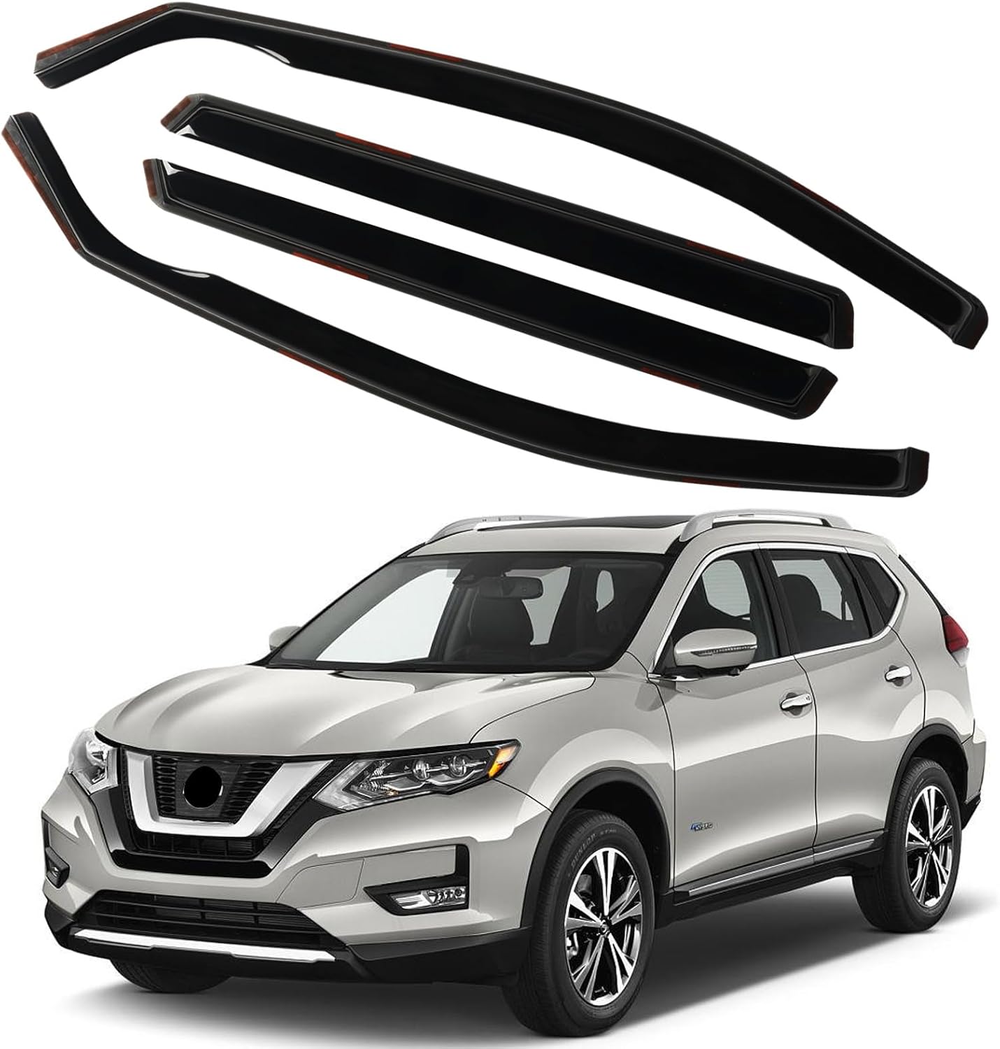 4PCS in Channel Rain Guards for 2014-2020 Nissan Rogue S SV SL, Durable Window Visors Wind Deflectors, Vent Shades Shield, 2014 2015 2016 2017 2018 2019 2020