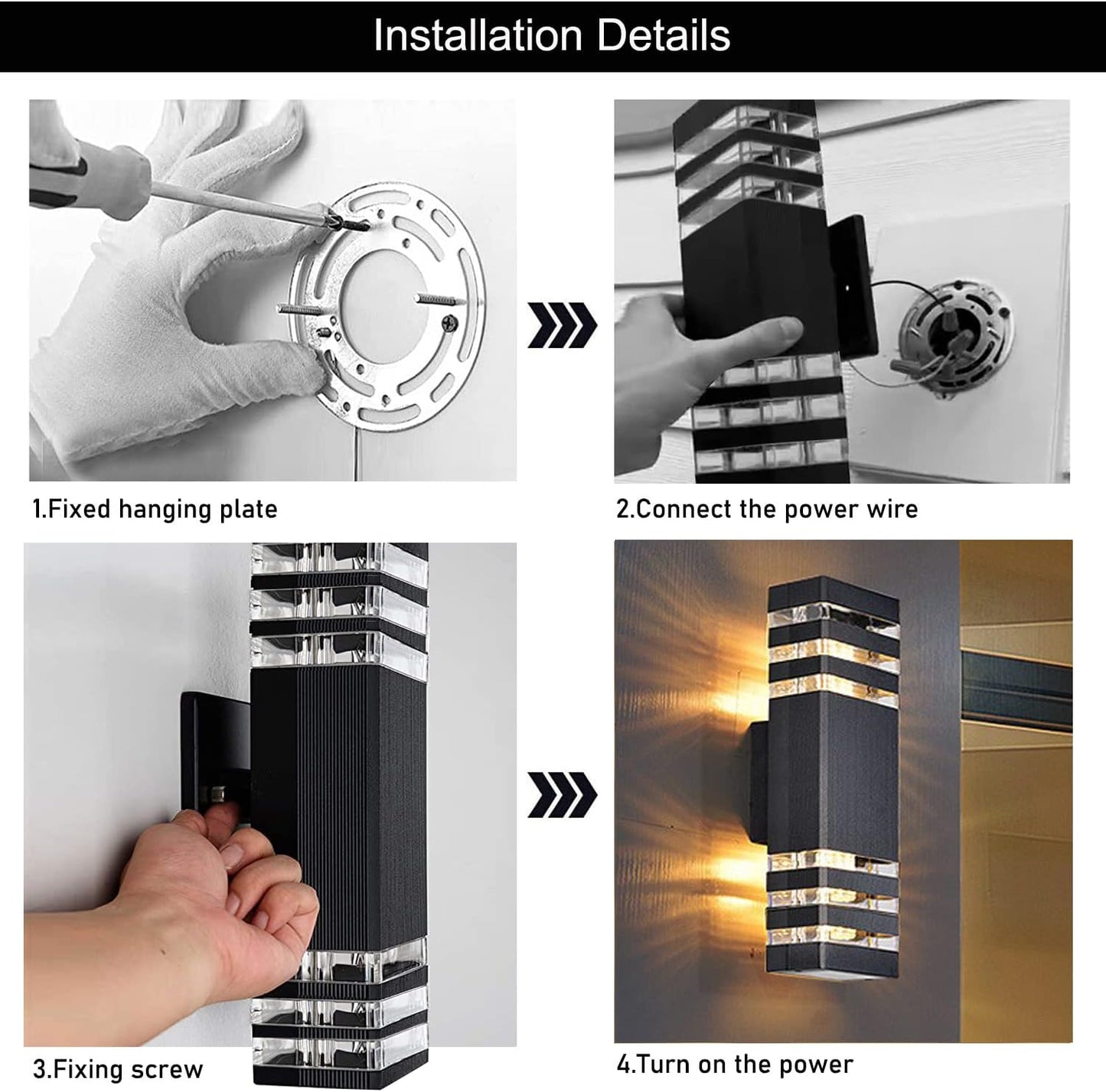 18inch LED Square Up & Down Wall Lights,24W Outdoor Wall Light 4000K Day White Aluminum Body Waterproof IP65 LED Exterior Light Fixtures Wall Mount for House Patio Garage Garden. (A-1 Pack)