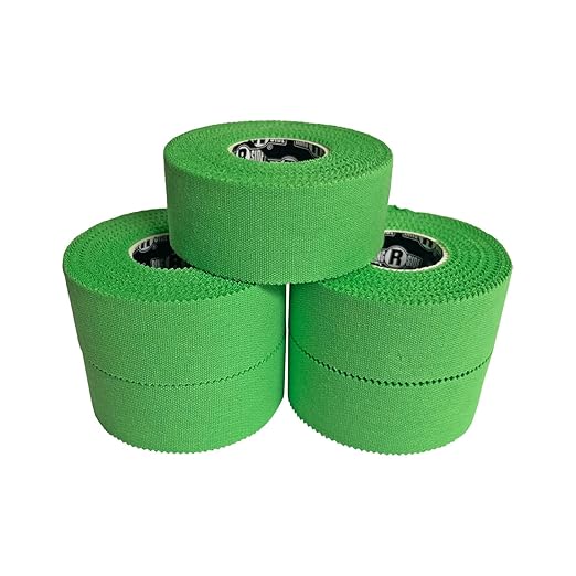Ringside 1" Athletic Trainers Tape, Cotton Kinesiology Tape for Combat Sports, Adhesive, 30 Foot Rolls, Green, 5 Pack