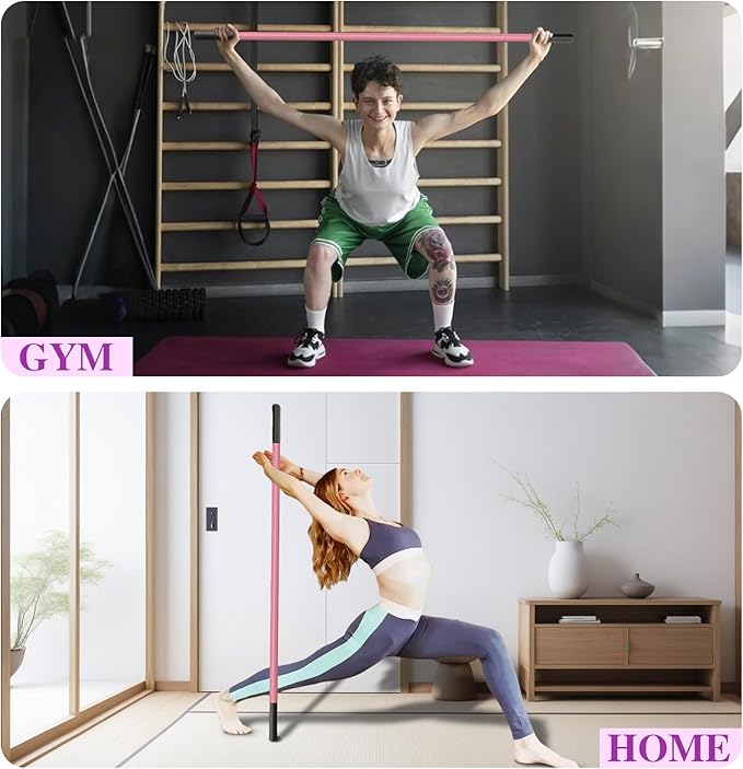 5ft Yoga Stick - Sturdy Steel Adjustable Stretching Stick for Mobility,Flexibility & Balance | Non-Slip Ends & Foam Handles | Exercise Pole for Fitness,Physical Therapy,Posture Correction