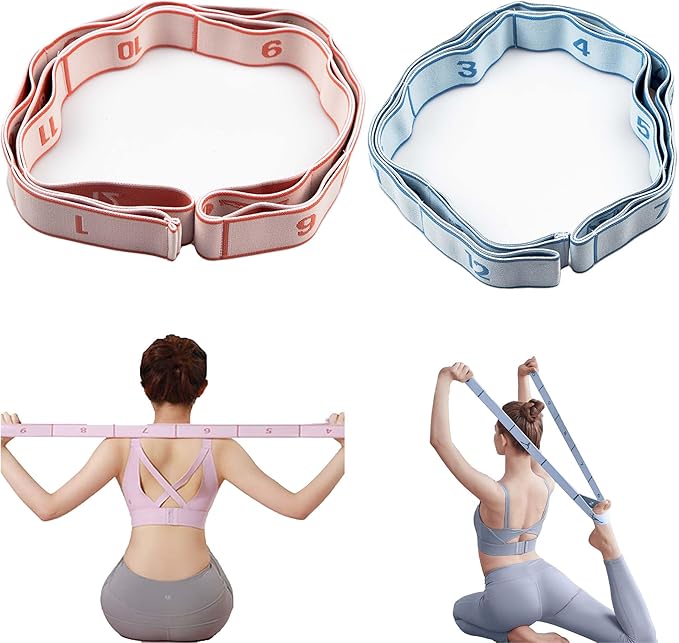 2PCS Stretch Strap for Dance Elastic Band for Gymnastics Stretching Strap Stretching Bands Multi-Loop Adjustable Exercise Bands Stretching Resistance Ballet Bands -12 Loops