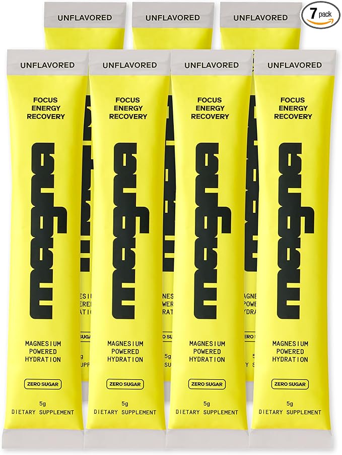 MAGNA Electrolyte Powder Drink Mix for Hydration, Energy & Focus Support with Magnesium L Threonate, Malate & Glycinate, Sodium, Potassium, Vitamin D, B6 & B12, Unflavored, 7 Servings