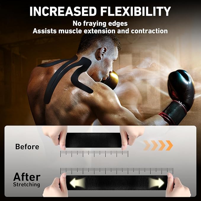 Kinesiology Tape for Shoulder&Neck, 12 Count Shoulder&Neck Tape Precut, KTQUICK Original Cotton Waterproof & Breathable, Enhance Elastic Kinesiology Athletic Tape for Shoulder&Neck Support (Black)