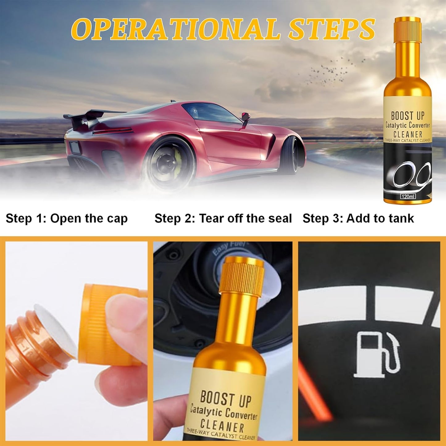 Catalytic Converter Cleaner,120 ml Auto Parts Engine Cleaner, Exhaust System Pipe Carbon Removal Treatment Additive Oil, Fuel System Treatment Oil Additive for Gas and Diesel Car (120ml-3PC)