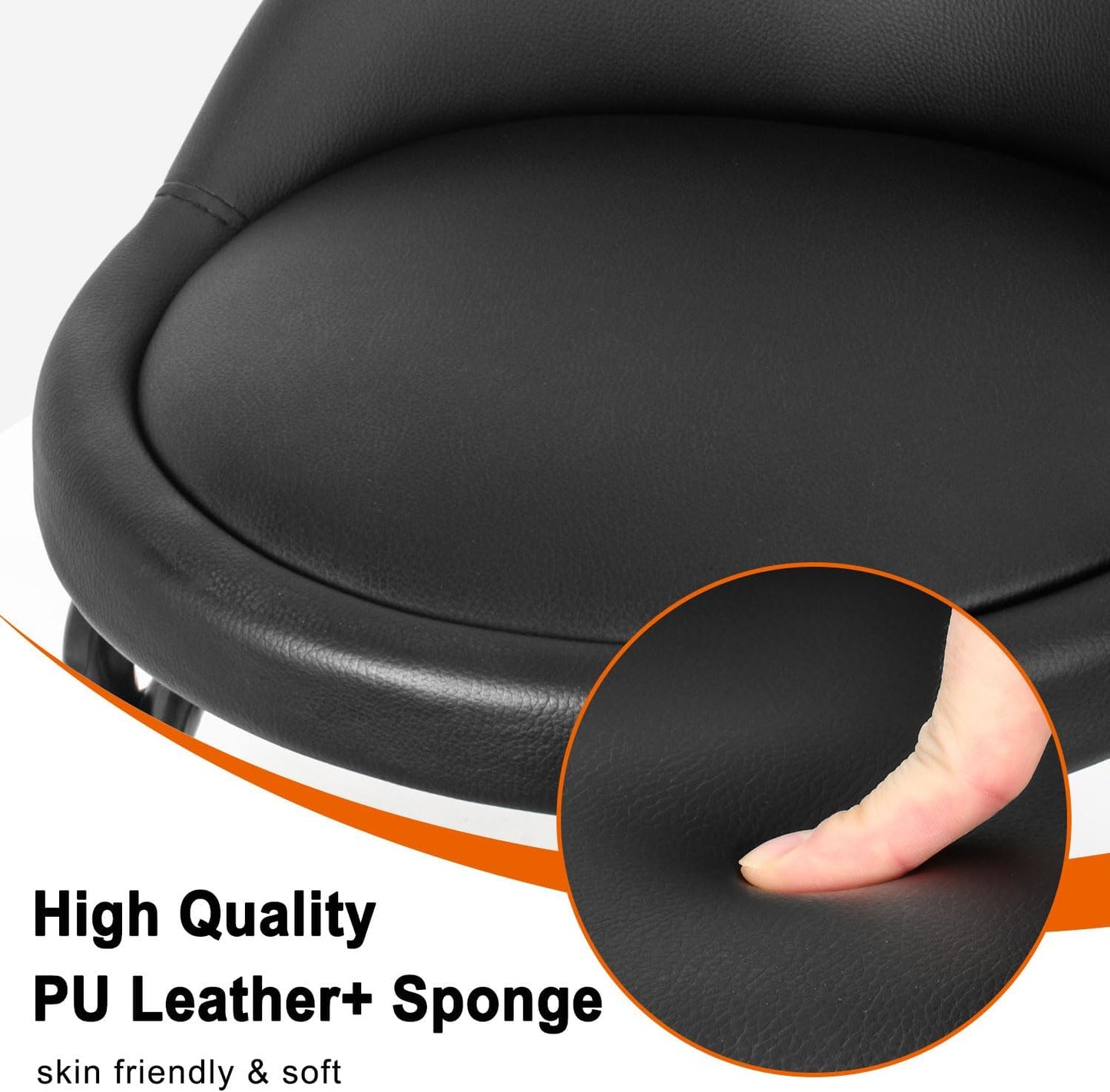 Rolling Stool with Backrest Low Height Rolling Stools, Low Roller Stool Chair, Roller Seats for Home, Office, Garage, Shop, Library