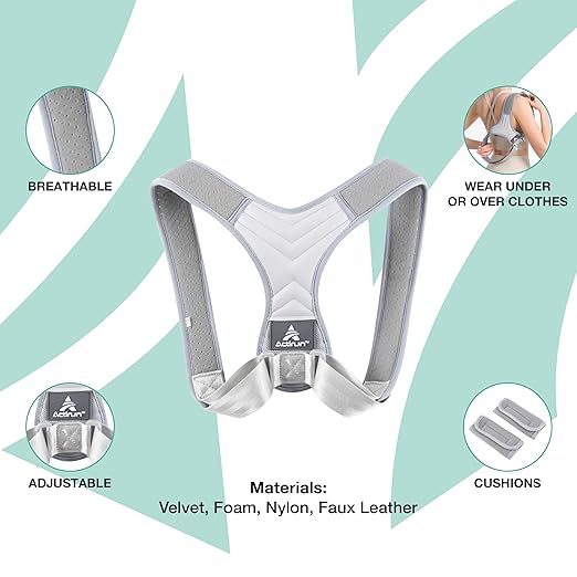 Posture Corrector for Women and Men – Adjustable Upper Back Brace for Shoulder and Back Support – Spine Alignment and Hunch Relief – Breathable, Lightweight – Wear Under or Over Clothes