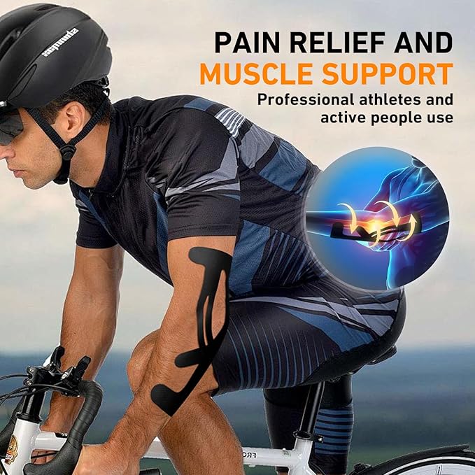 12 Count Kinesiology Tape for Elbow, Pre-Cut Waterproof KTquick Elbow Tape for Elbow Pain Relief Pre Cut, Original Cotton Athletic Tape, Durable Knee Tape for Sports and Long-Lasting Support (Black)