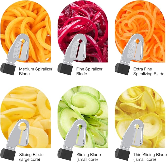 Spiralizer Attachment Compatible with KitchenAid Stand Mixer, Comes with Peel, Core and Slice, Vegetable Slicer(Not KitchAid Brand Spiralizer) (7 Blades)