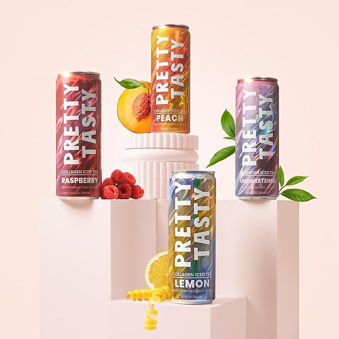Pretty Tasty Radiance Collagen Tea - Beauty and Wellness - 10g Collagen Peptides Mix - 12 Pack (12 Count, Raspberry Radiance)