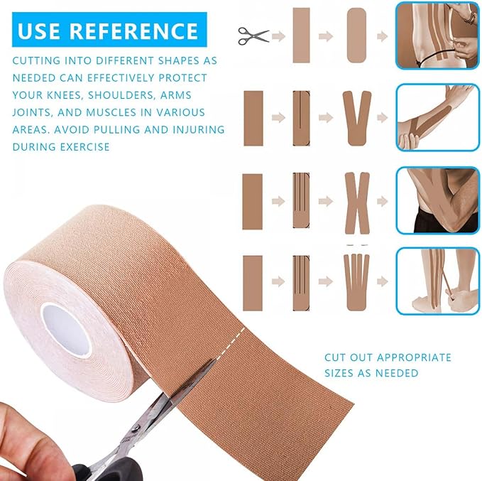 4 Pack Waterproof Skin Colored Athletic Kinesiology Tape Shoulder Knee Tape for Gym Fitness Running Tennis Swimming Football