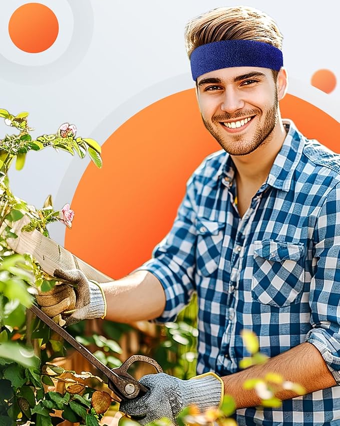 Tanluhu Sweatbands Sport Headbands for Men & Women,Terry Cloth Sweat Band for Tennis, Running, Basketball, Working Out, Execise - Athletic Sweat Cotton Headband Outdoor