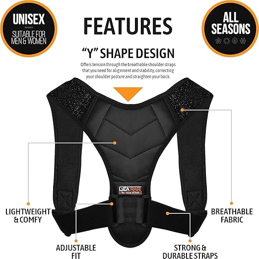 Posture Corrector for Men and Women, Upper Back Brace for Clavicle Support, Adjustable Back Straightener Belt and Providing Pain Relief from Neck, Back & Shoulder