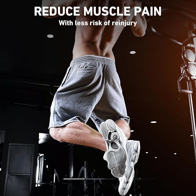 Kinesiology Tape for Achilles Tendon, KTQUICK 12 Count Achilles Tendon Tape Precut, Original Cotton Waterproof&Breathable, Enhance Elastic Kinesiology Athletic Tape for Achilles&Muscle Support(Beige)