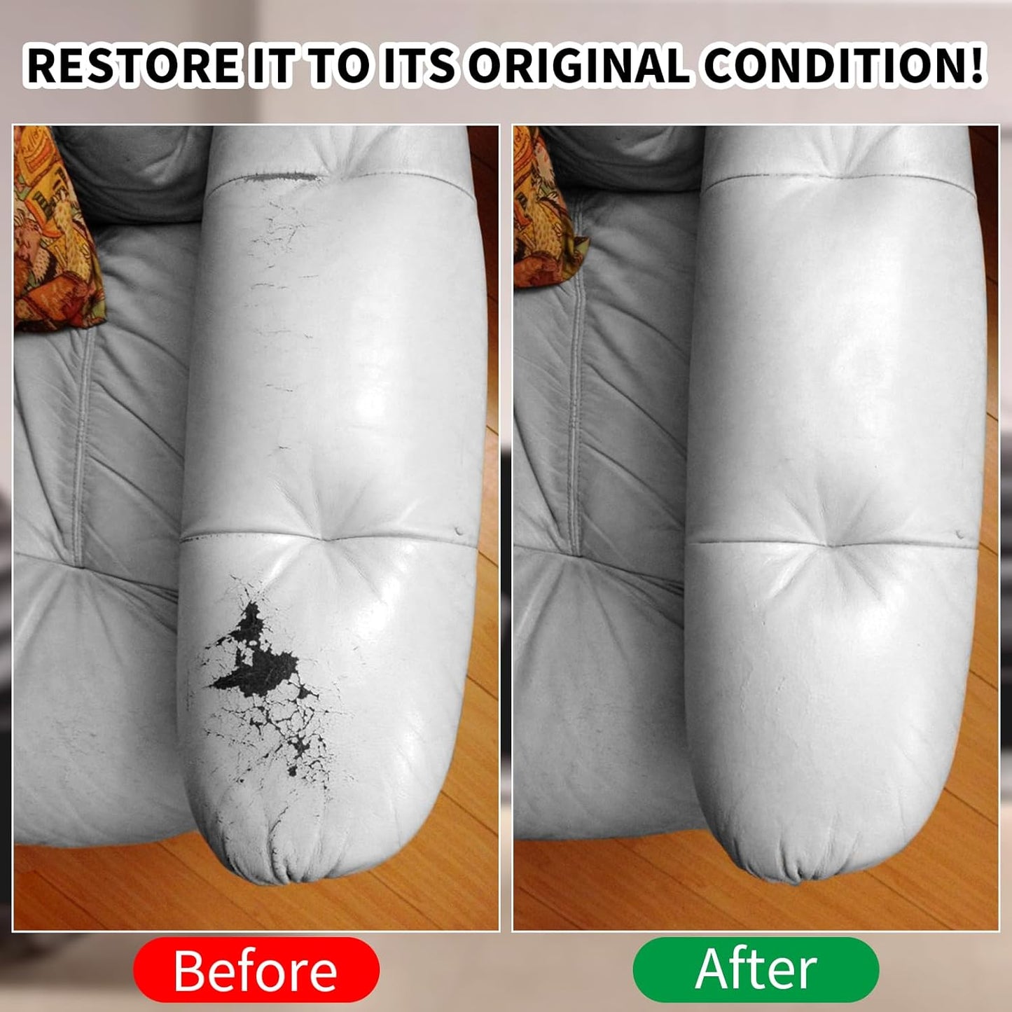 Leather Recoloring Balm,8.5oz Leather Color Restorer,Gray Leather Repair kit for Furniture and Car Interior,Leather Couch Scratch Repair,Leather Dye Paint for Faded,Cracked and Damaged Leather