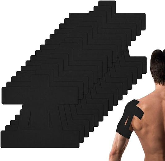 15 Pcs Precut Kinesiology Tape for Shoulder, Latex-Free Shoulder Tape for Pain Relief, Muscle Strips Kinesiology Tapes Precut, Sports Tapes Athletic Patch Support Muscle Elastic Breathable(Black)
