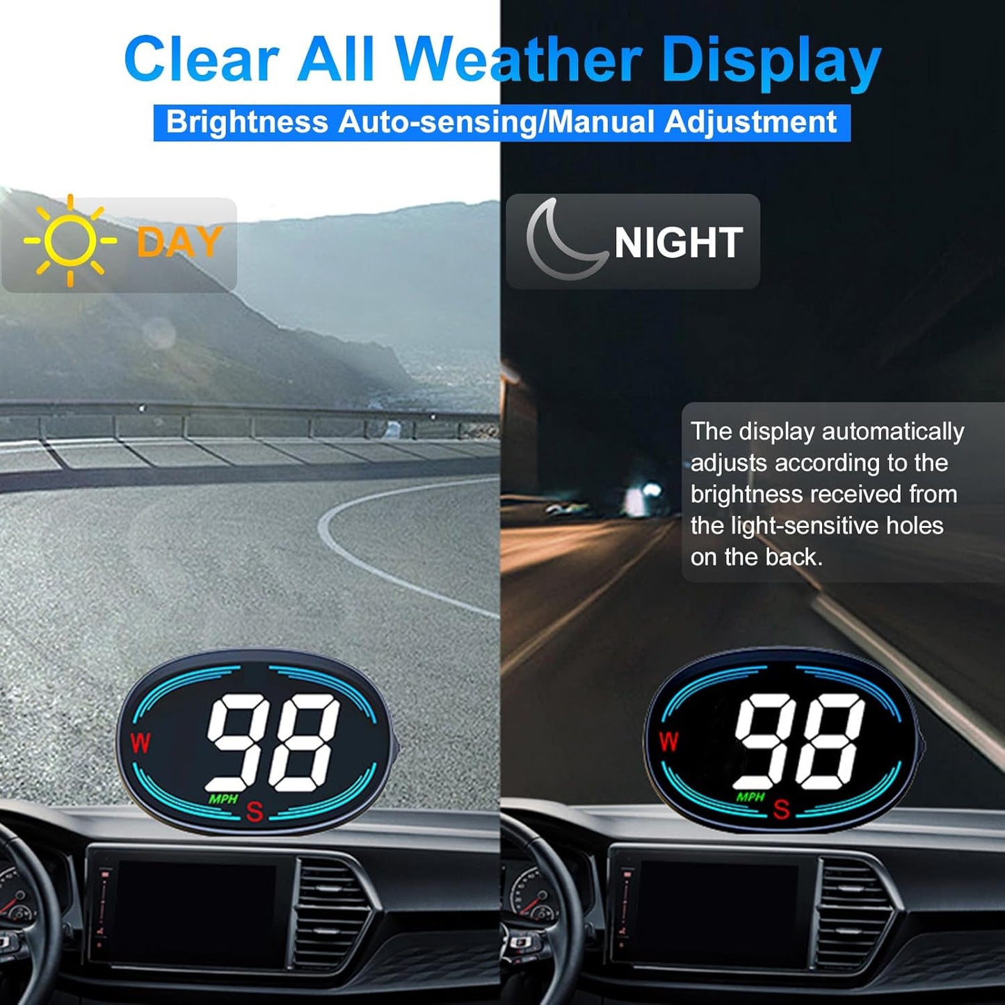 SinoTrack HUD GPS Speedometer Universal Car Heads-up Display 2.7inch MPH Speed Meter with Compass Over Speed Alarm for All Vehicle USB Connect Plug and Play