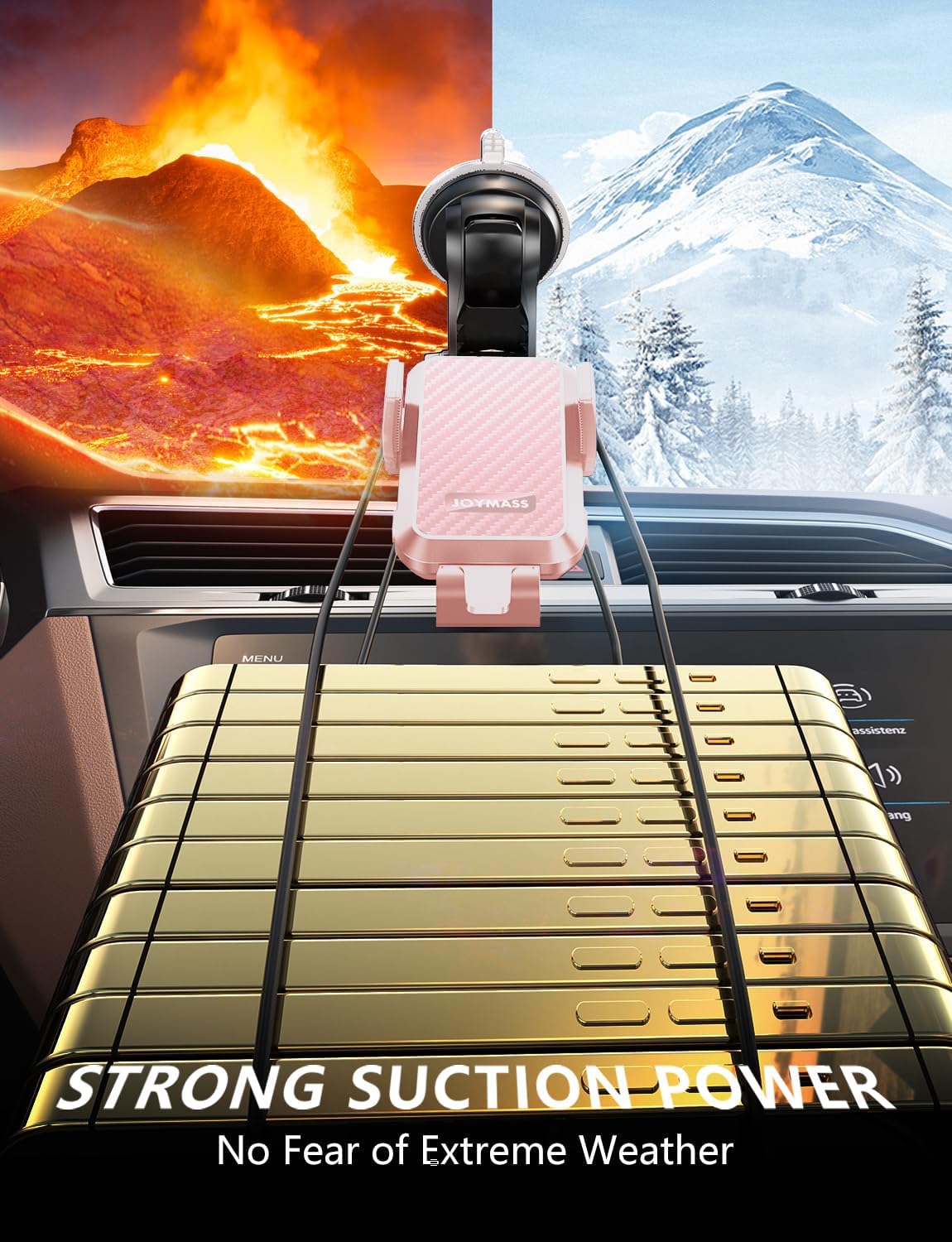 Wireless Car Charger, Phone Holders for Your Car, 15W Auto Clamping Phone Mount Car Accessories for iPhone 16 15 14 13 12 Mini Pro Max 11, Samsung Galaxy S24 Ultra S23 S22+ Note 20, etc-Pink