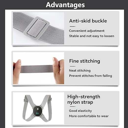 Smart Posture Corrector - Adjustable Upper Back Brace with Vibration Intelligent Posture Reminder, Posture Trainer for Kids, Help to Keep Right Posture (J3000)