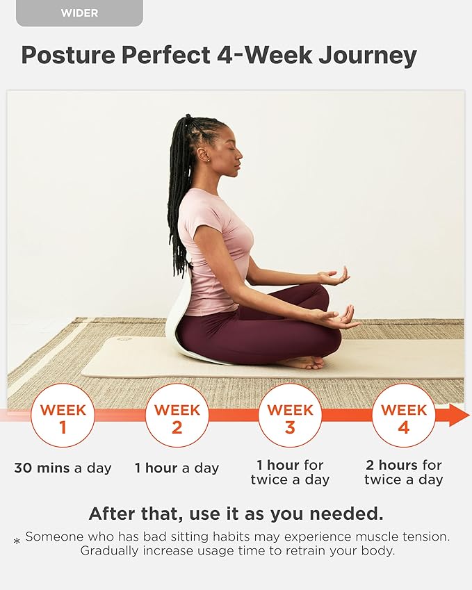 Curble Wider(Standard Wide) – Ergonomic Back Support Chair, Lumbar Support for Posture Correction & Back Pain Relief, Ideal for Office, Floor Seat & Work from Home, Patented (Grey)