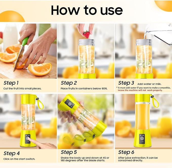 Personal Blender for Shakes and Smoothies - 2025 New Upgrade Cordless Portable Blender USB-C Rechargeable, 380Ml BAP Free Juice Cup, 6 Blades Freshly Squeezed for Picnic/Sprots, 20000Rpm/Min Speed