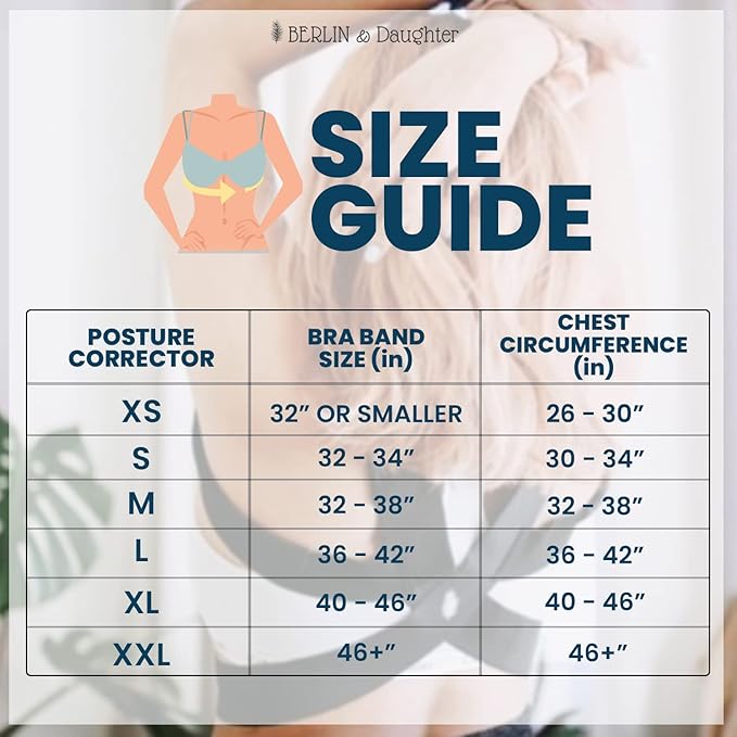 Berlin & Daughter Posture Corrector - Fully Adjustable Breathable Clavicle Chest Back Support Brace for Improves Posture & Provide Lumbar Support Back Pain Relief - Perfect for Men & Women - Medium