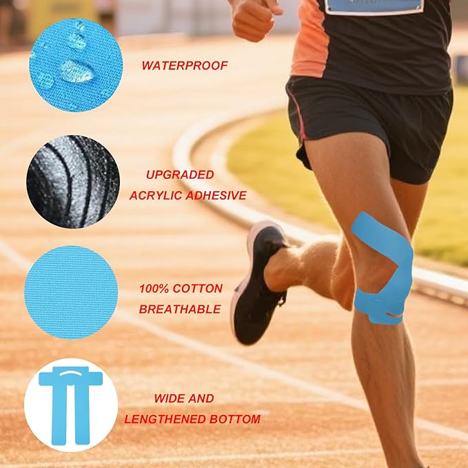 15pcs Precut Kinesiology Tape for Knees, Waterproof Breathable Elastic Athletic Muscle Tape Strips Cotton Knee Support Stickers for Sports & Long-Lasting Stability (Assorted Colors)
