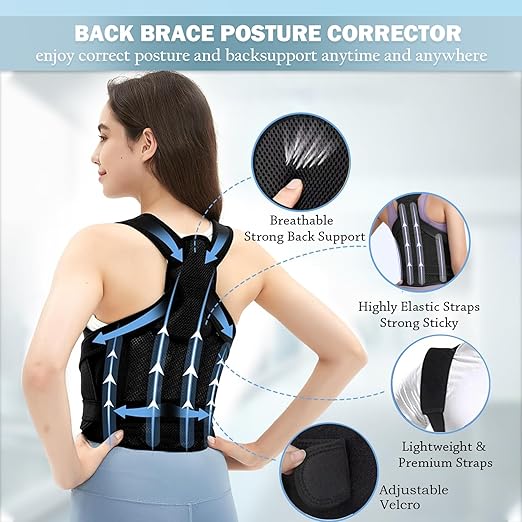 Posture Corrector for Women and Men,Adjustable Full Back Brace and Shoulder Straightener,for Back Pain Relief,Hunchback Correction,Scoliosis,Thoracic Spine,Posture Trainer
