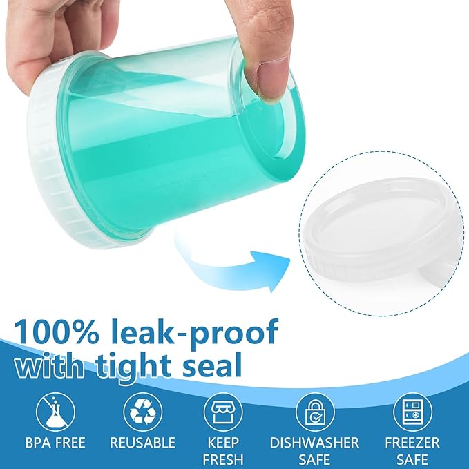 XSEINO 44 Pack 4oz Salad Dressing Container to Go,Small Containers with Lids Leakproof Condiment Containers with Screw Lids Reusable Stackable Plastic Dip Sauce Containers