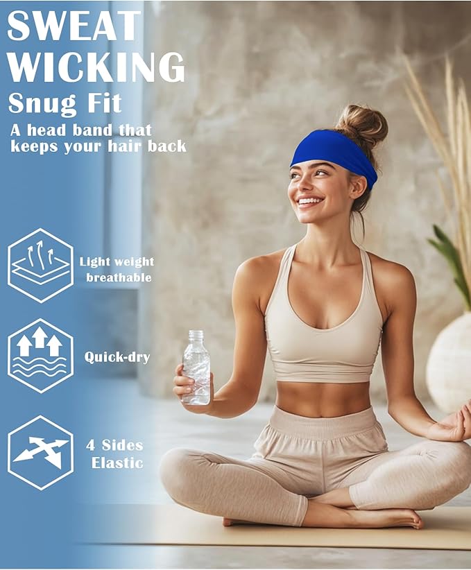 Headbands for Men & Women, Sweat Headband Non-Slip Sweatband Sports Running Cycling Yoga Basketball Workout Football Training