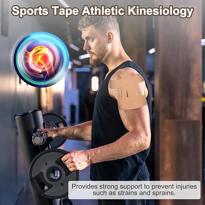 15 Pcs Precut Kinesiology Tape for Shoulder, Latex-Free Shoulder Tape for Pain Relief, Muscle Strips Kinesiology Tapes Precut, Sports Tapes Athletic Patch Support Muscle Elastic Breathable(Skin Color)