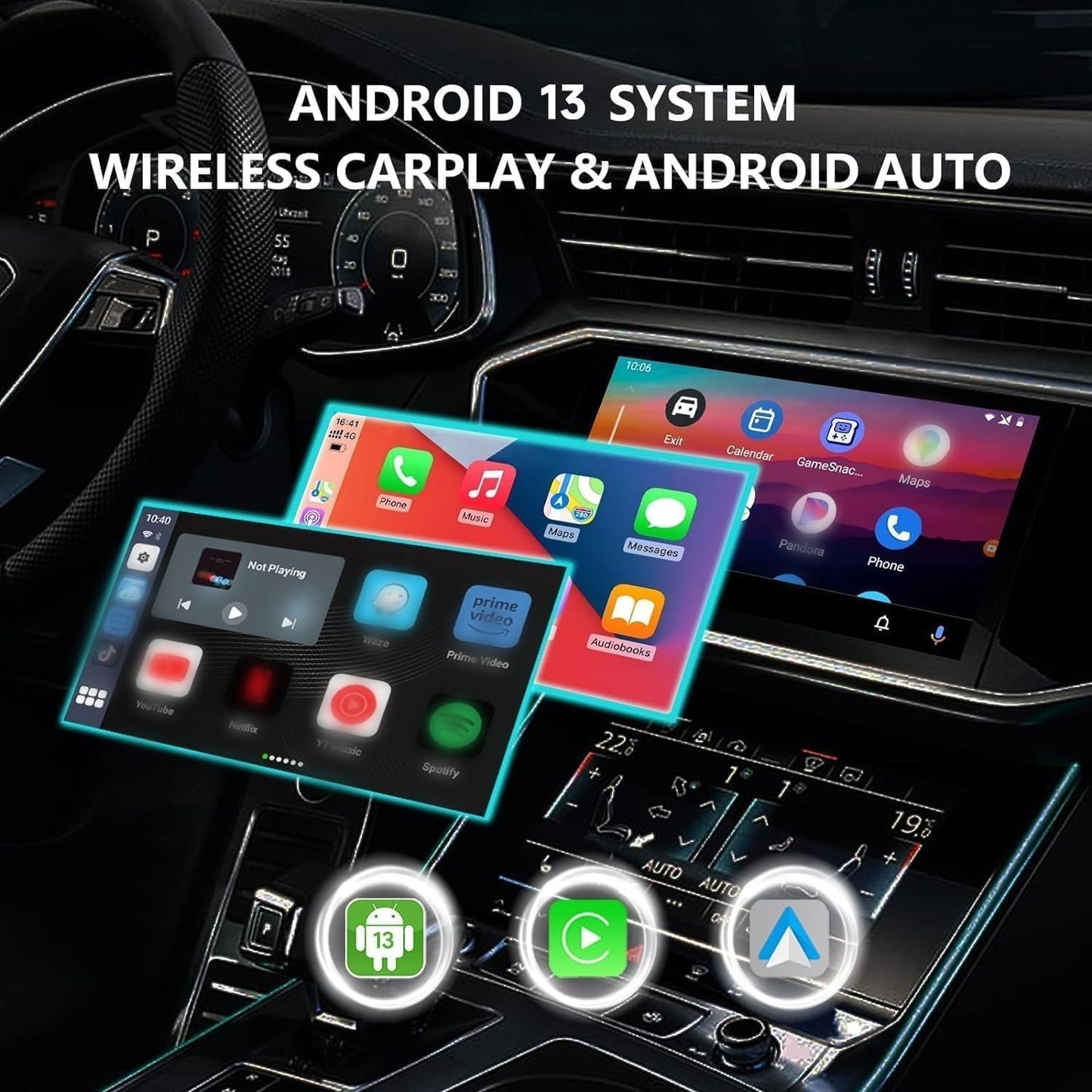 Binize CarPlay AI Box Wireless - Android Auto Built-in Navigation, Supports Streaming Video Apps, Only for Cars with OEM Wired CarPlay/Android Auto